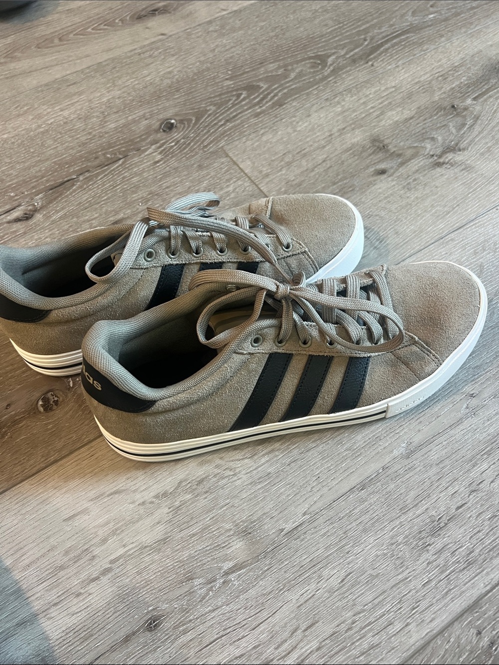 adidas Men's Taupe Suede Daily Sneakers with Black Stripes